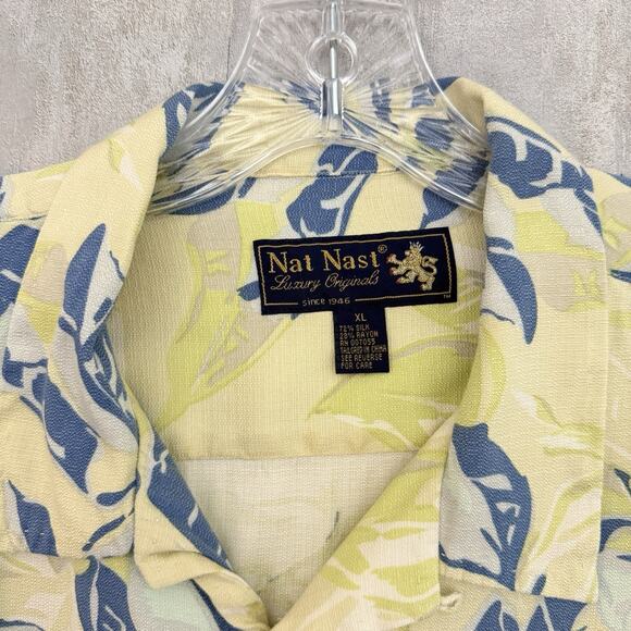 Nat Nast Luxury Originals Hawaiian Shirt Mens Size XL Silk Blend Button Up Camp - Picture 3 of 9